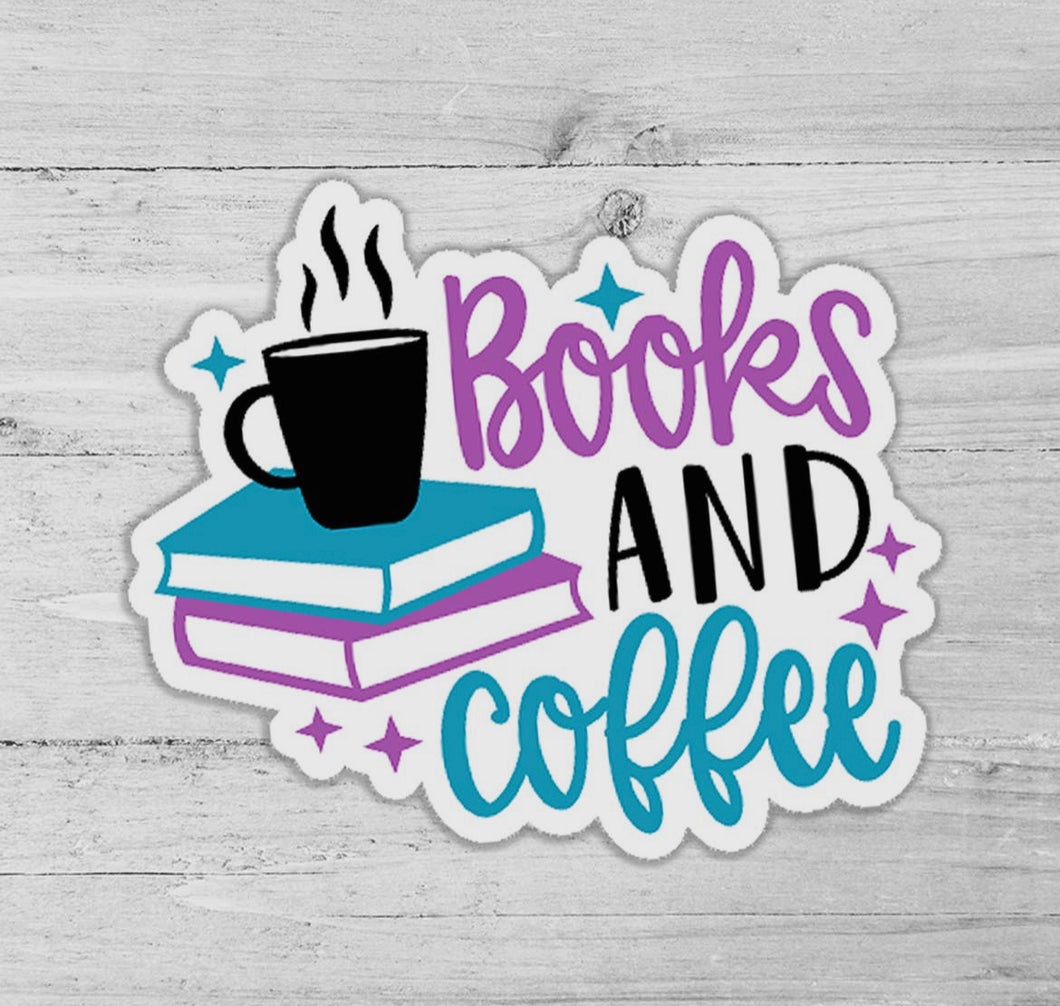 Books and coffee sticker