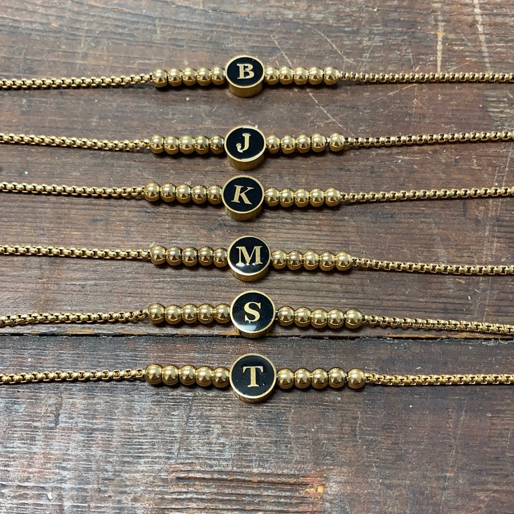 Black and Gold Initial Bracelet